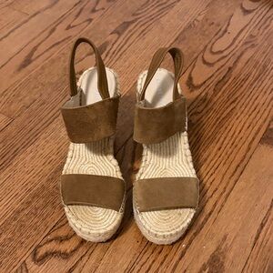 Kenneth Cole Brown Suede Espadrille Sandals worn only 2X- Size 6.5!